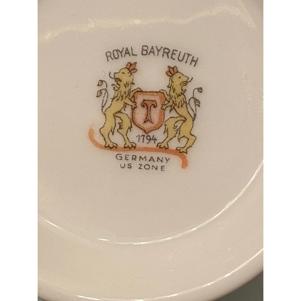 6 Royal Bayreuth Germany Swirl Turquoise Flat Cream Soup Bowls Double Handle